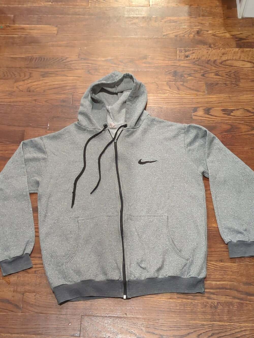 Nike Full Zip Hoodie Sweatshirt Gray size large y2k embroidered